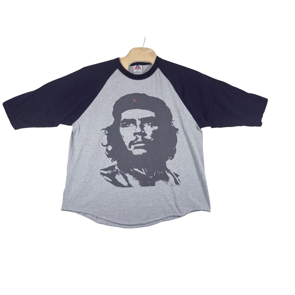 Vintage 90s Alstyle Che Guevara Baseball Shirt Mens 2XL Gray Black